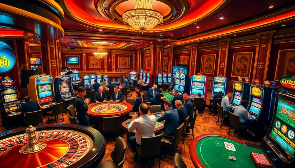 Experience the thrill of the xx88 game in a luxurious casino setting filled with vibrant gaming elements.