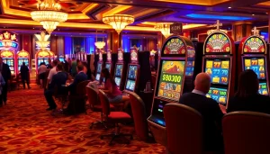 Players engaged with exciting SLOT machines in a luxurious casino atmosphere.
