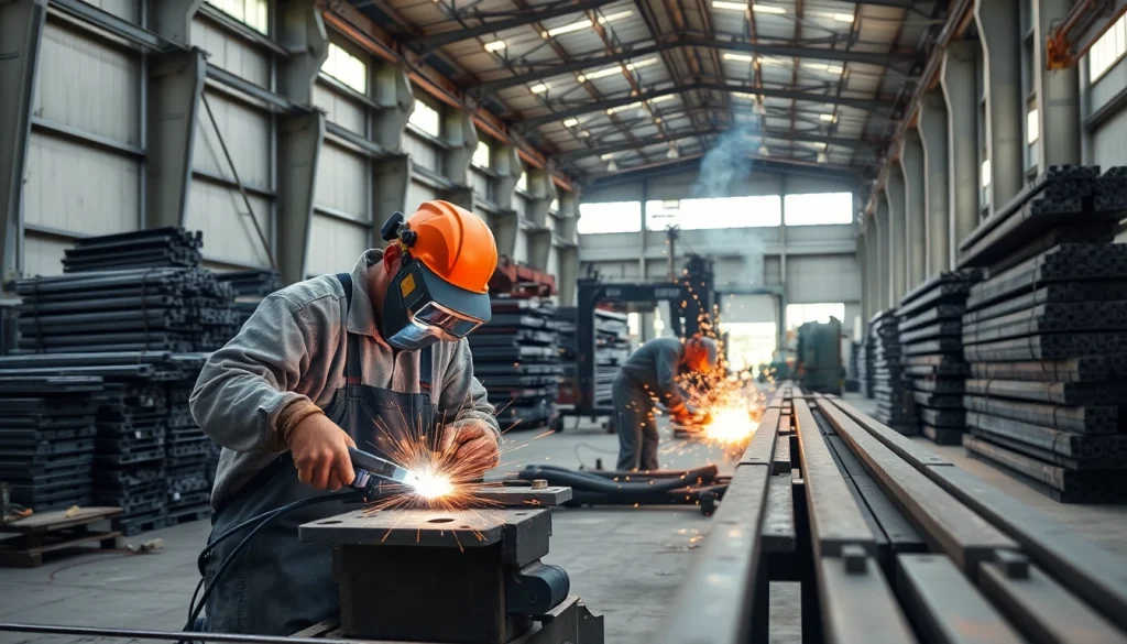 Explore a steel fabrication shop where skilled workers craft metal components with precision.