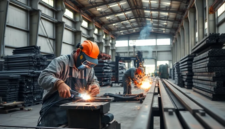 Explore a steel fabrication shop where skilled workers craft metal components with precision.