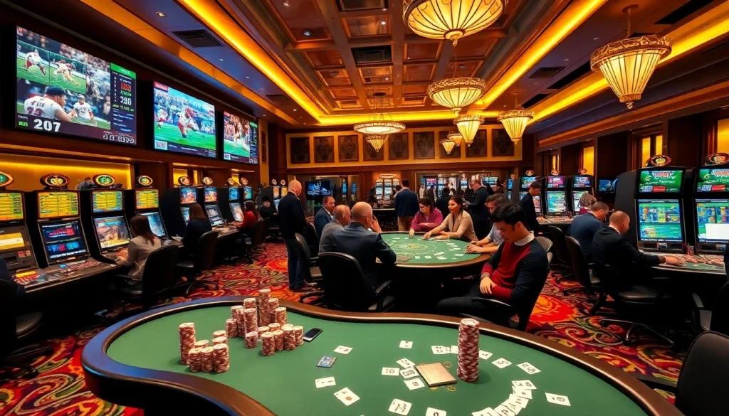 Exciting sbobet betting experience at a luxury casino table with vibrant poker chips.