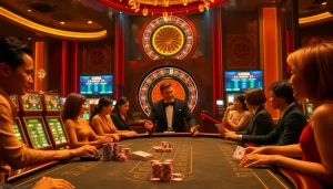 Gambling excitement with pengeluaran china showcased through vibrant casino tables and enthusiastic players.