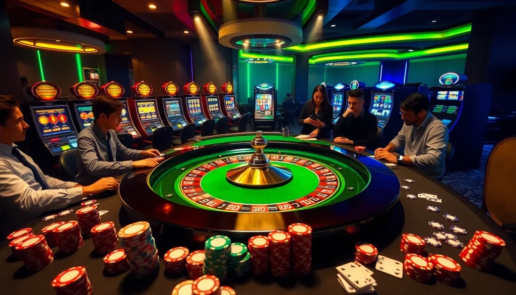 Engaged players at a roulette table setting the scene for excitement at https://789win.associates/ casino.