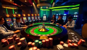 Engaged players at a roulette table setting the scene for excitement at https://789win.associates/ casino.