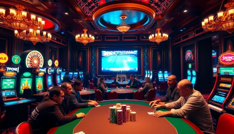Dynamic casino action at https://vaoluoitv.it.com with players strategizing at a poker table.