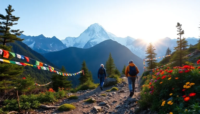 Manaslu trek showcasing trekkers along a rugged trail with Mount Manaslu in the background.