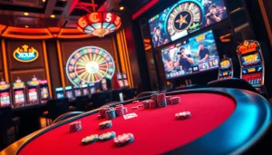 Xôi Xoài TV highlights an exciting poker game in a luxurious casino atmosphere filled with esports.