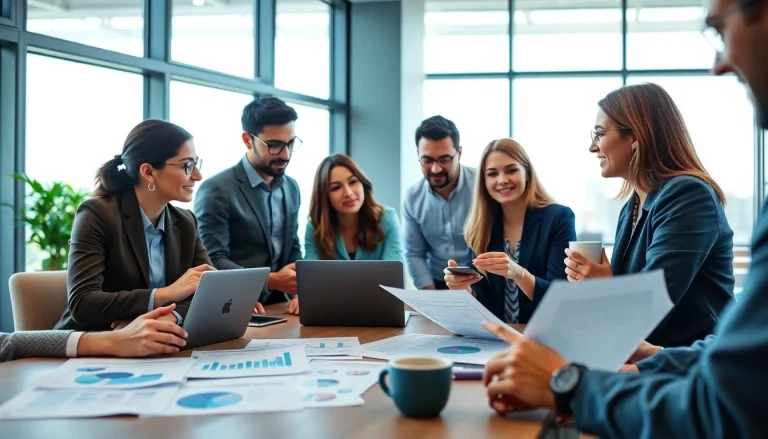 Creating extended warranty solutions in a bright office environment with a focused team.