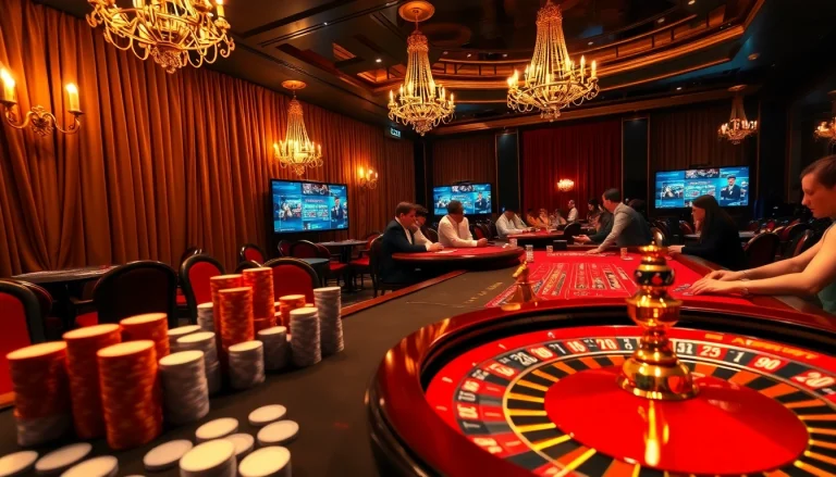 Players enjoy high-stakes poker in a vibrant casino scene featuring indoxxi-themed décor and luxurious ambiance.