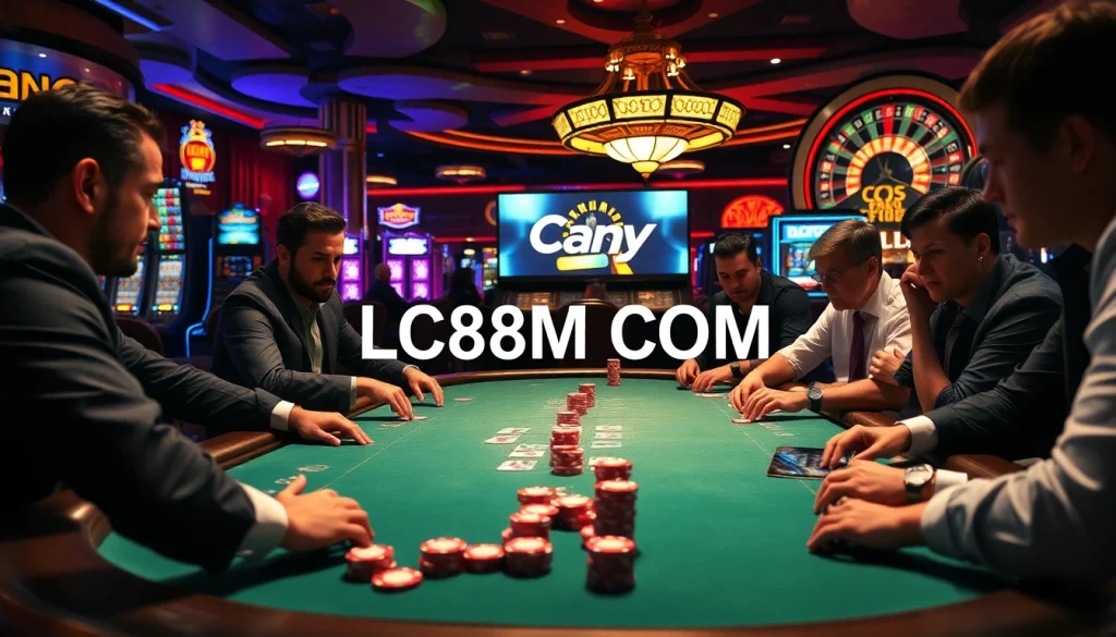 Engage in high-stakes poker with LC88M COM at a vibrant casino scene.