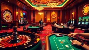 Exciting gambling scene with players at tables showcasing the charm of https://99ok.co.im/.