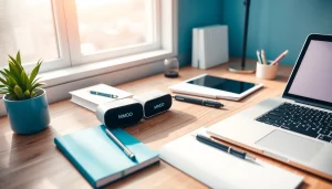 MMOO product showcased in a modern workspace with stylish accessories.