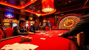 Engaged players at a luxurious casino table showcasing the excitement of online gambling at https://mk8th.net/.