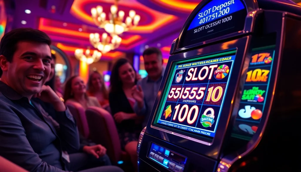 Menangkan slot deposit 1000 dengan suasana kasino yang meriah dan pemain bersemangat.