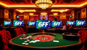 Experience high-stakes excitement at 6FF casino with professional gaming tables and vibrant visuals.