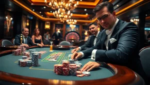 Experience high-stakes action at 789f com poker tables with colorful chips and cards.