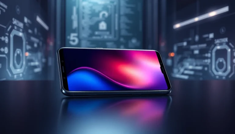 The Samsung S8 smartphone showcasing its vibrant display and sleek design in a modern, tech-inspired setting.