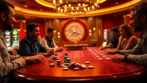 Experience thrilling gameplay with dinamit4d at an upscale casino table, showcasing chips and excitement.
