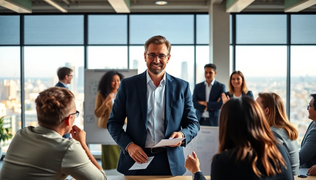 Business coach los Angeles leading a dynamic brainstorming session with clients.