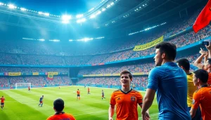 مشهد مباراة كرة قدم حية يعرض إثارة كورة لايف مع جماهير نشطة ولاعبين