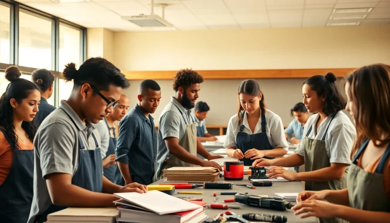 Engaged students in trade schools Oahu, focusing on hands-on skills and training.
