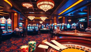 Engaging casino scene featuring 789P branding, vibrant gaming tables, and players in action.