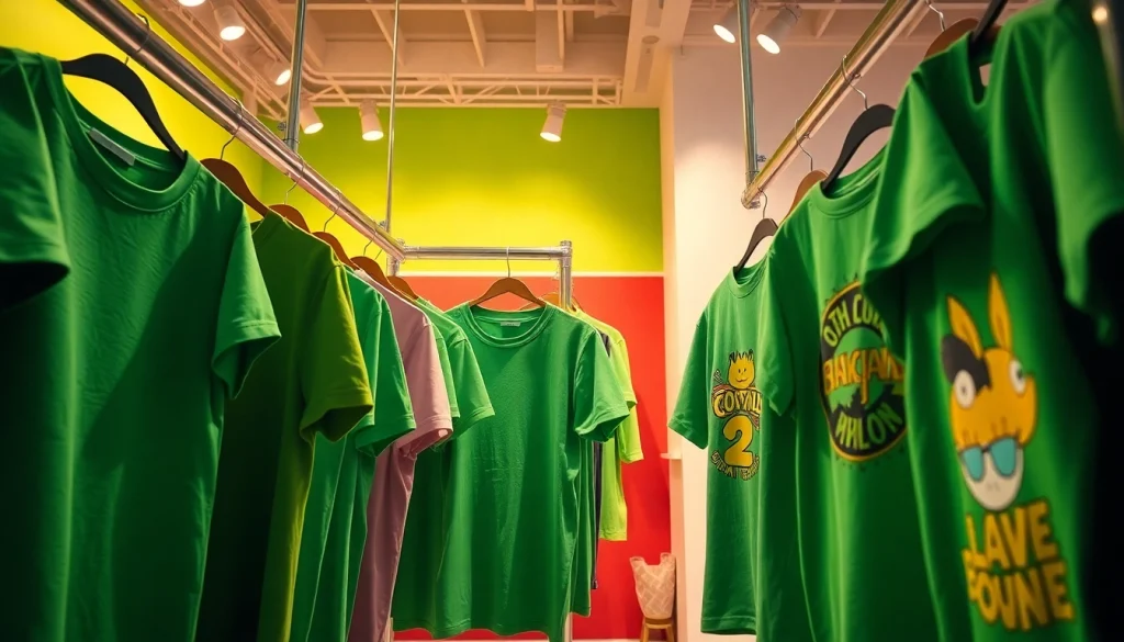 Engaging display of trendy kids' t-shirts in green BOTOL169 color, perfect for ages 9-16.