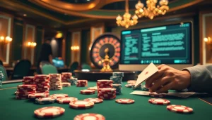 Engaging with hidden wiki links on a classic casino table amidst chips and cards.