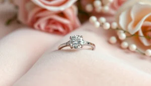 愛を象徴する、柔らかな表面の上に輝くダイヤモンドをあしらった美しい結婚指輪。