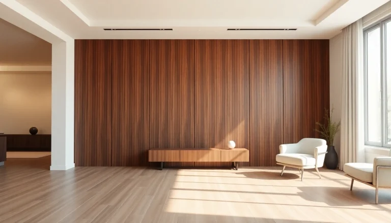 Enhance your interior design with elegant slat panels for walls featured in a warm minimalist setting.