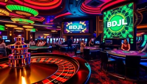 Experience the thrill of winning at BDJL casino with vibrant gaming tables and lively roulette action.