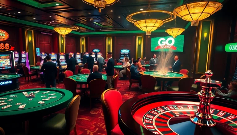 GO88 gaming excitement captured at a vibrant casino with players engaged