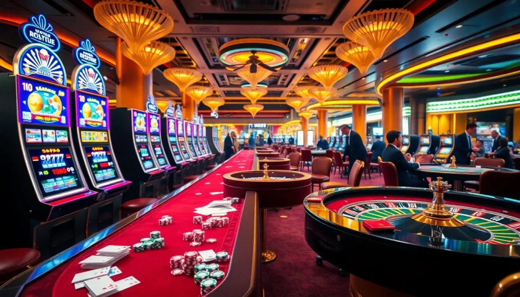 Experience vibrant casino excitement at Five88.foo with bright slot machines and dynamic poker tables.