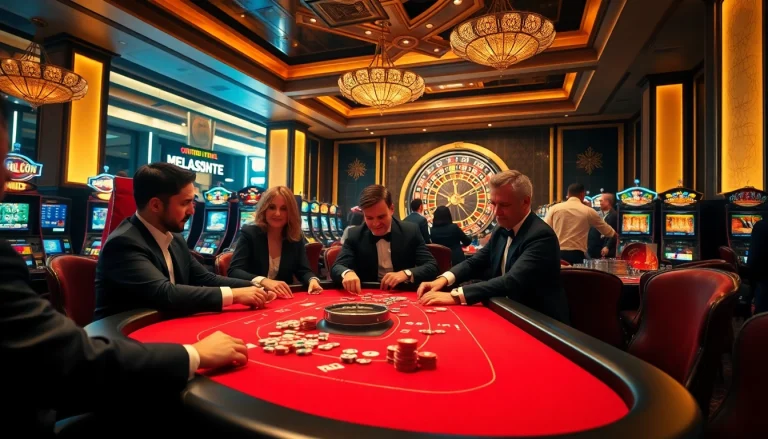 Engage in the thrilling k9k9 game at an upscale casino with vibrant colors and excited players.