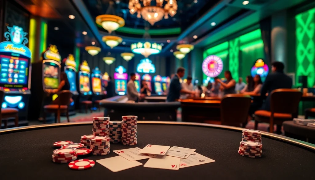 Experience thrilling games at Lc 88 casino with vibrant tables, exciting slot machines, and dedicated players.