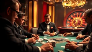 Players enjoying a thrilling poker game at rr 88 casino with vibrant chips and cards.