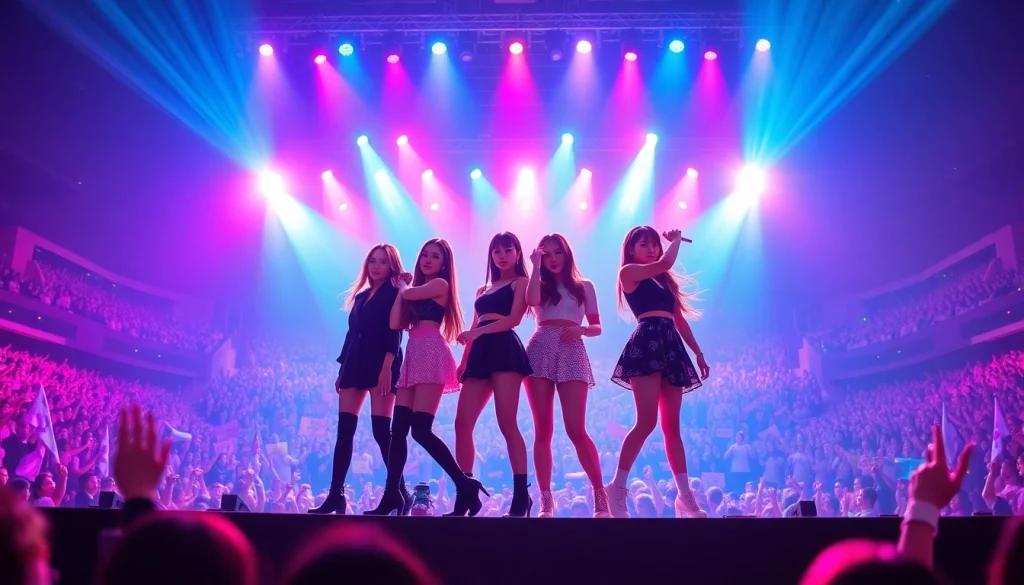 Blackpink news: K-pop group's electrifying live concert performance showcasing their style and energy.