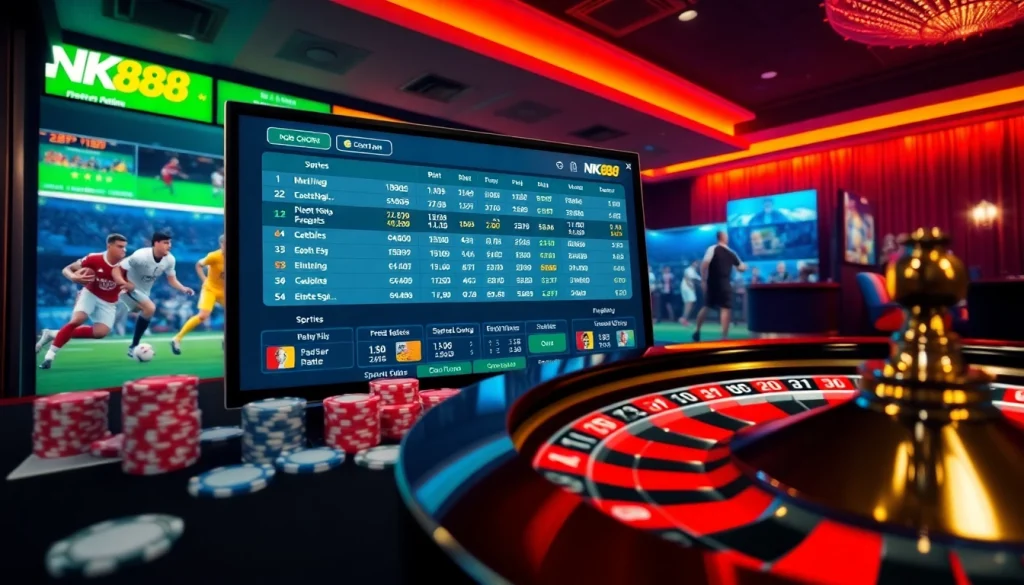 Thể Thao NK88 showcasing vibrant sports betting environment with odds and excitement.