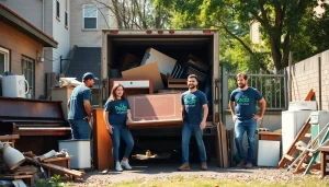 Junk removal team clearing clutter from a backyard with professionalism and efficiency.