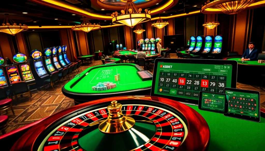 Experience the thrill of betting at nhà cái KBBET with vibrant casino visuals and interactive gaming.