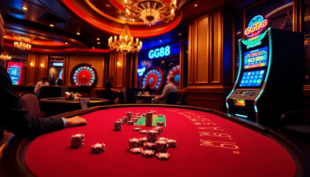 Experience the thrill of GG88 with players enjoying a vibrant casino table atmosphere.