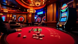 Experience the thrill of GG88 with players enjoying a vibrant casino table atmosphere.