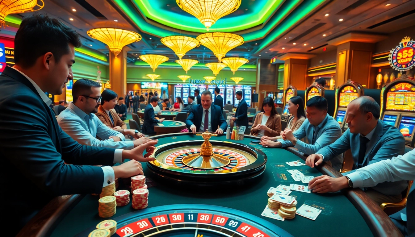 Players enjoying vibrant casino games at new88.gold with colorful chips and an exciting atmosphere.