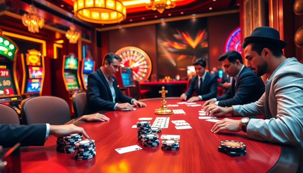 Casino table game featuring players engaged in poker strategies, highlighting advanced odds understanding while emphasizing cek di sini info selanjutnya.