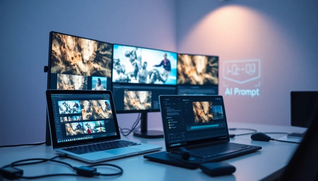 Transform video to prompt technology showcased in a modern digital workspace.