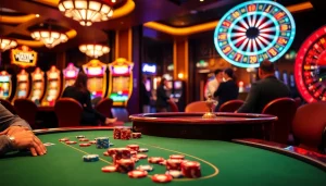 Engaging casino scene with players at a poker table, incorporating link S8 elements.