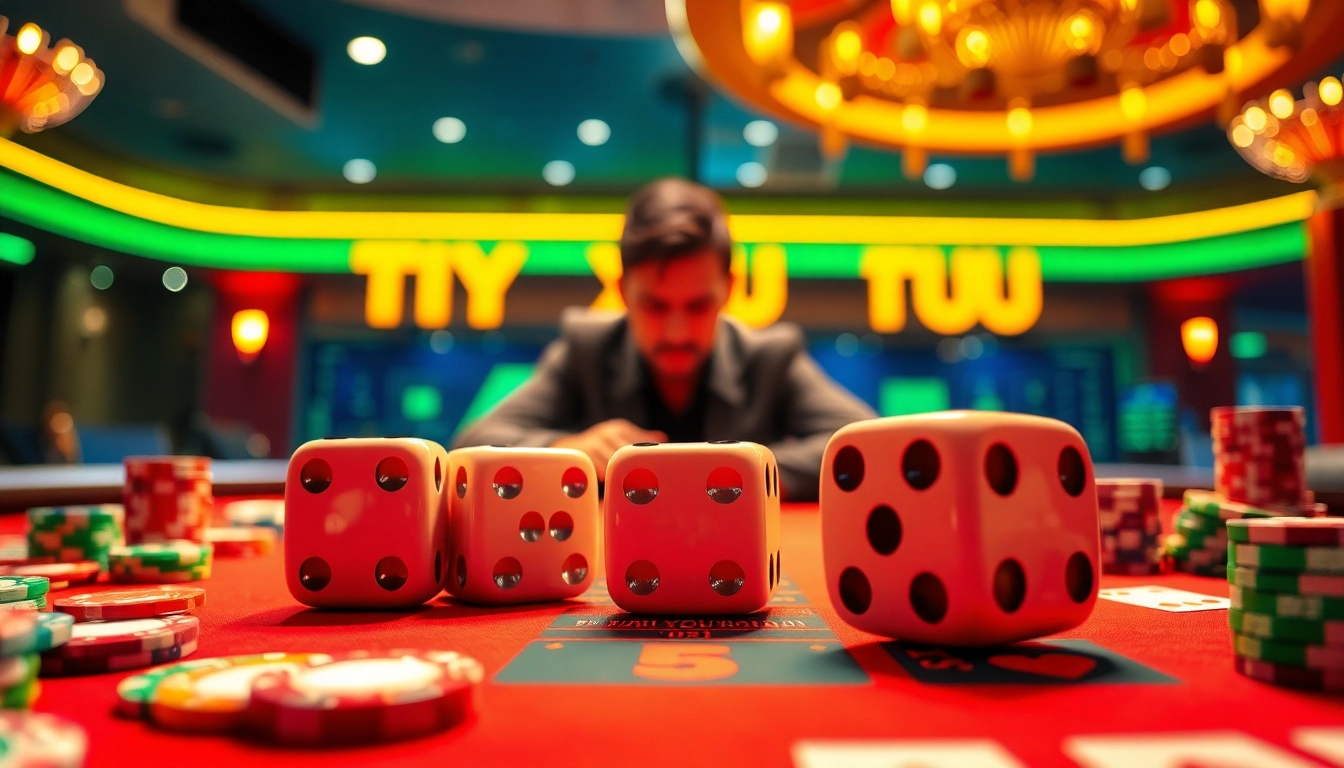 Exciting gameplay scene at https://taixiumd5.fan/ featuring TÀI XỈU with vibrant casino elements.