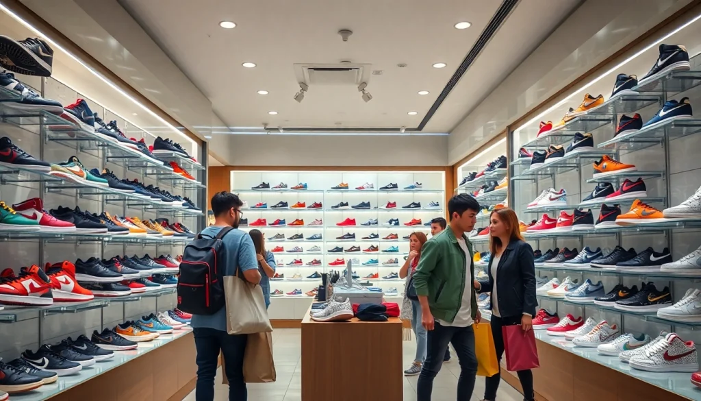 레플리카 사이트에서 다양한 신발을 쇼핑하는 고객들 모습.