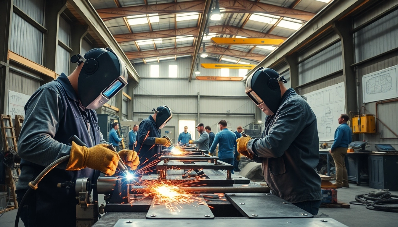 Crafting precision in industrial fabrication Edmonton with skilled welders at work.