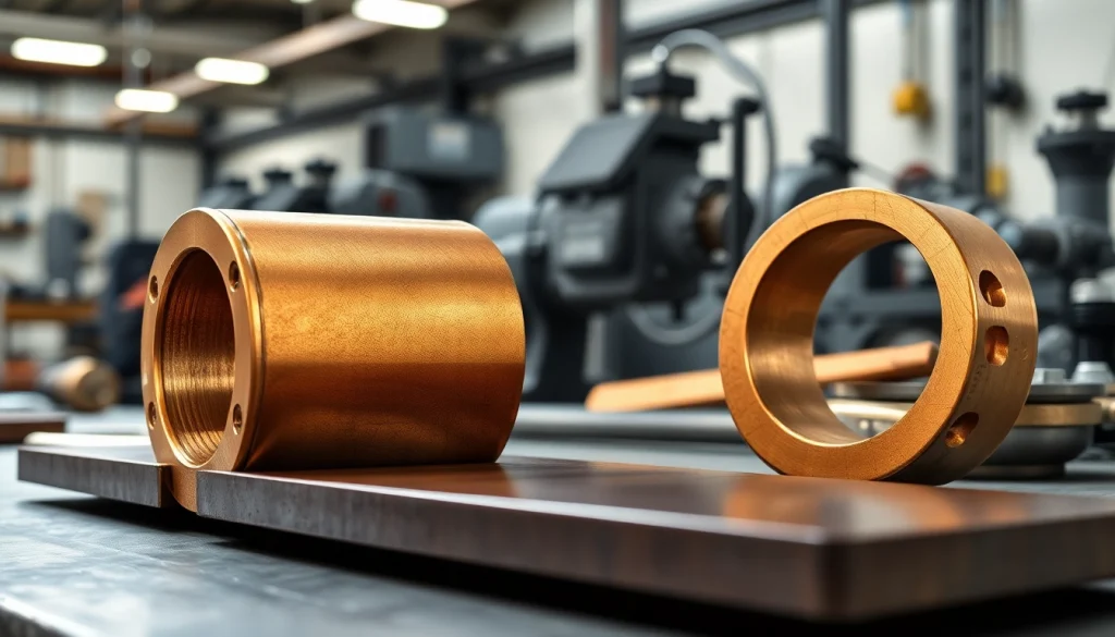 Bucșa de bronz care evidențiază detalii complexe și textură metalică într-un mediu modern de atelier.